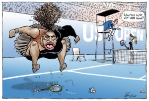 racist af cartoon of serena williams